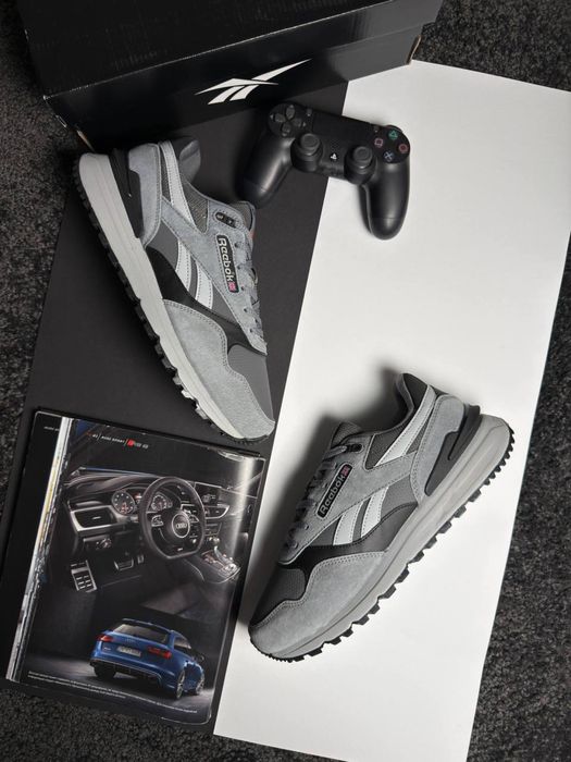 Мужские кроссовки рибок Reebok Classic Leather 2400 Grey Black White [41-46]