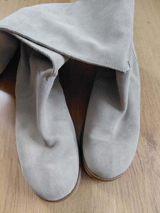 Skórzane kozaki letnie, luźna cholewa r.40