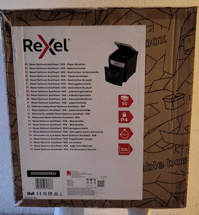 Rexel Optimum AutoFeed+ 50X Destruidora de Papel Preta, Nova