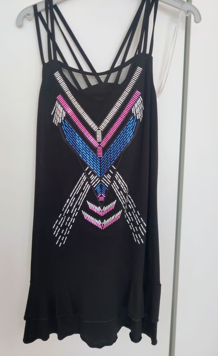 T-shirt de alças, túnica preta, La Mode est à Vous 34/36