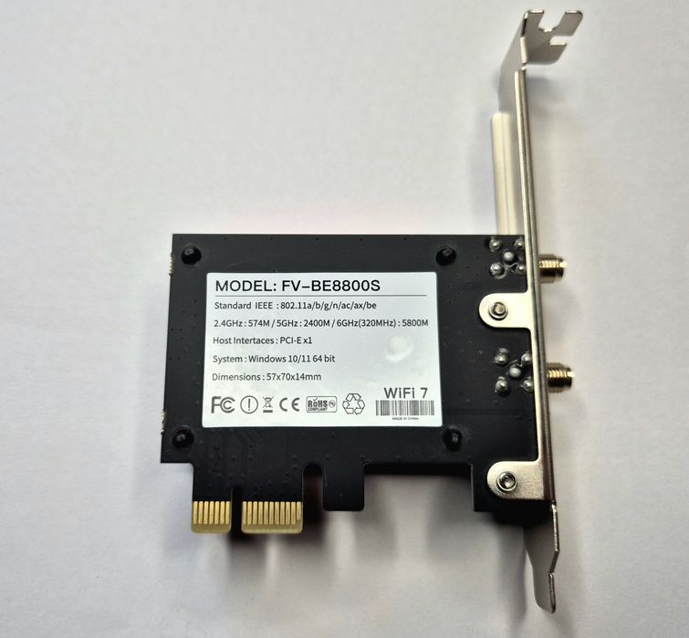 Мережевий адаптер Fenvi FV-BE8800S WiFi 7, BT 5.4.