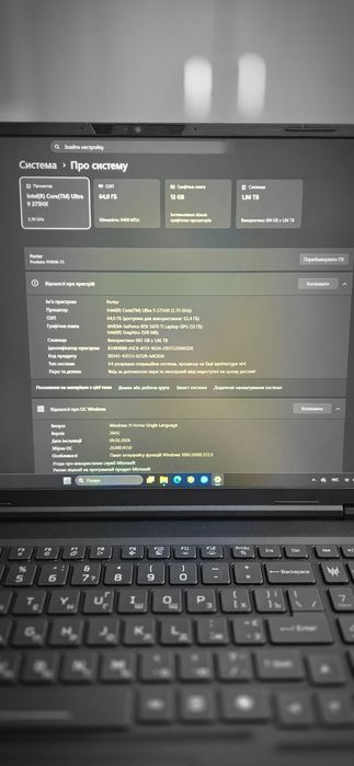 Ноутбук Aser Predator Helios Neo 16 AI, 5070ti, 2tb, 64gb ddr5.
