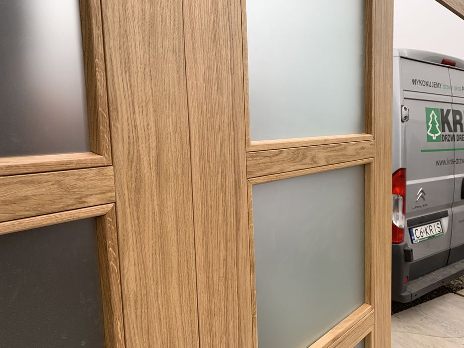Drzwi drewniane dębowe OD RĘKI dwuskrzydłowe  przesuwne CAŁY KRAJ