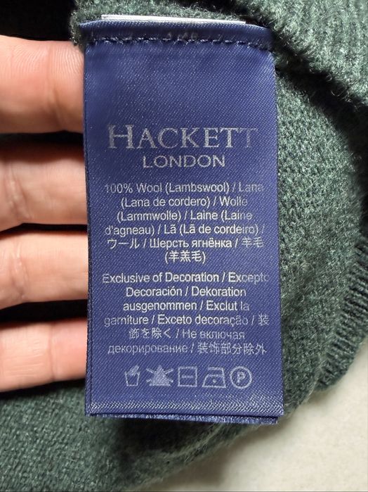 Sweter wełniany zielony męski Hackett London r. M