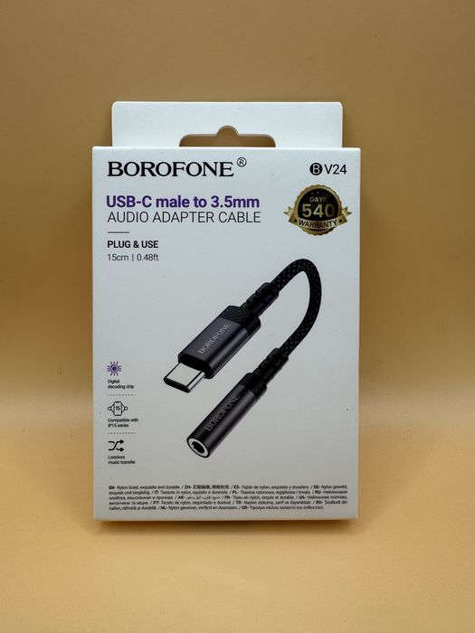 Адаптер Borofone BV24 USB-C на 3.5мм аудіо кабель