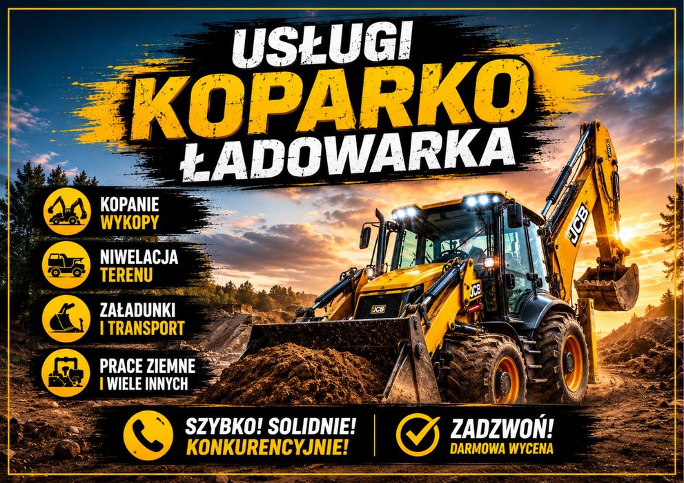 Usługi koparko ładowarka , koparka , ROZLADUNKI , SZAMBA