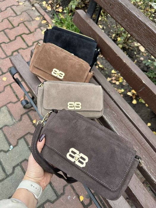 Нова замшева сумка крос боді коричневого кольору