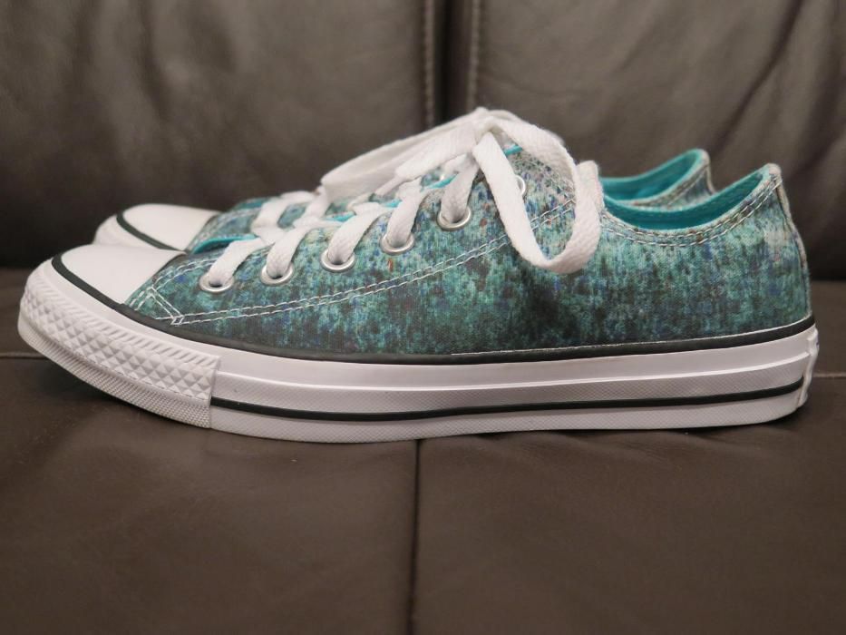 Converse CHUCK TAYLOR STAR OX- czarne, krótkie, zielone w kropki