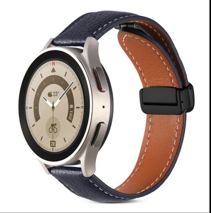 Bracelete Pele Preta 22mm Fecho Magnético