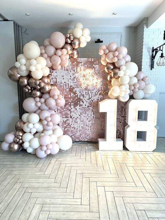 Balon balony dekoracja ścianka cekinowa