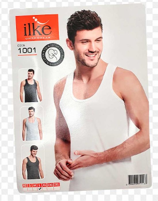 Майка мужская, хлопок 100%. Пр. Турция (чёрн., бел., сер.) Все размеры