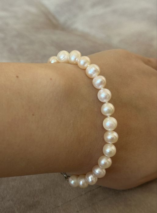 Браслет з натуральними перлами/19см