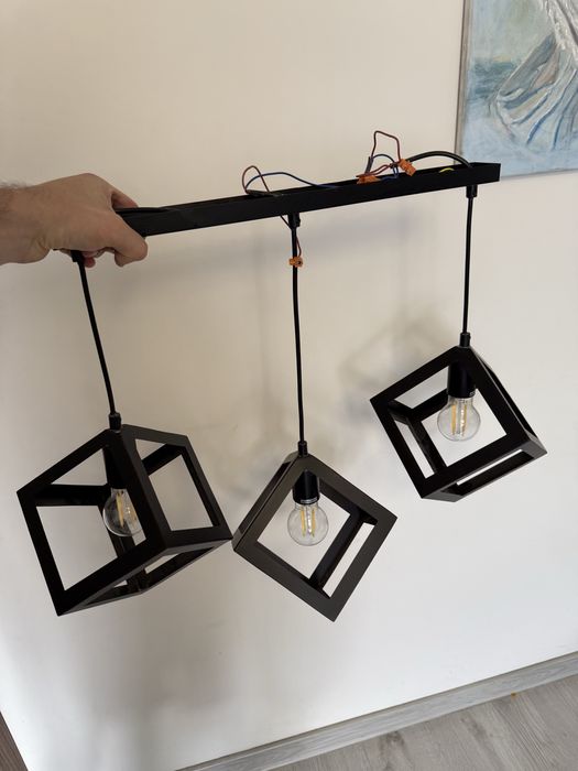 Lampa IKEA soft SWEDEN kwadraty E27 na 3 żarówki