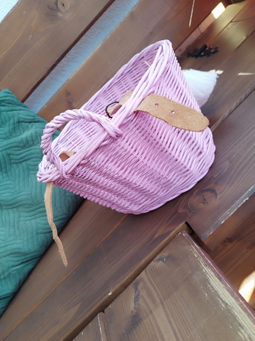 Wiklinowy Koszyk do roweru na rzemyki