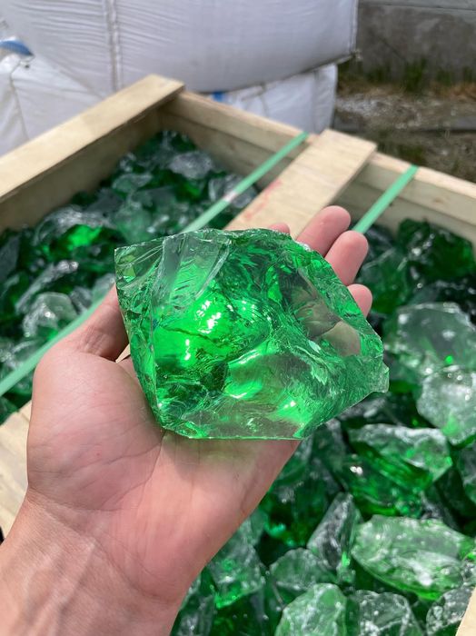 ZIELONE SZKŁO WULKANICZNE Bryłki szklane do Akwarium Terrarium Ogrodu