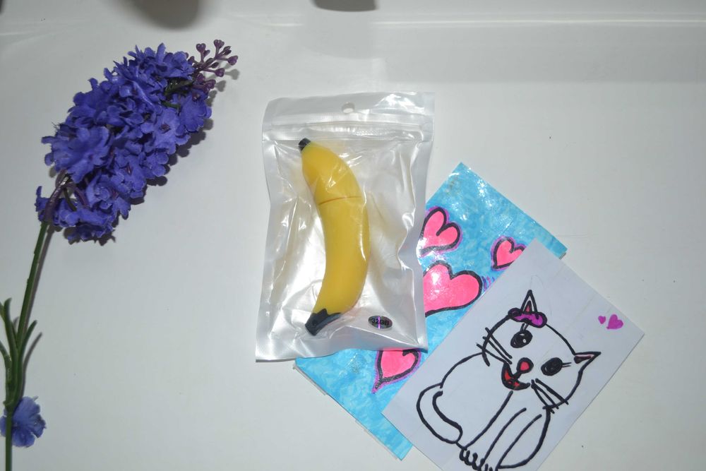 Флешка, подарочная, силиконовая, USB, Бананчик 32Gb