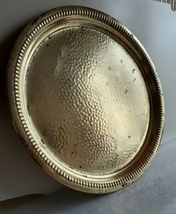 Stara taca patera mosiężna 39 cm ciężka solidna