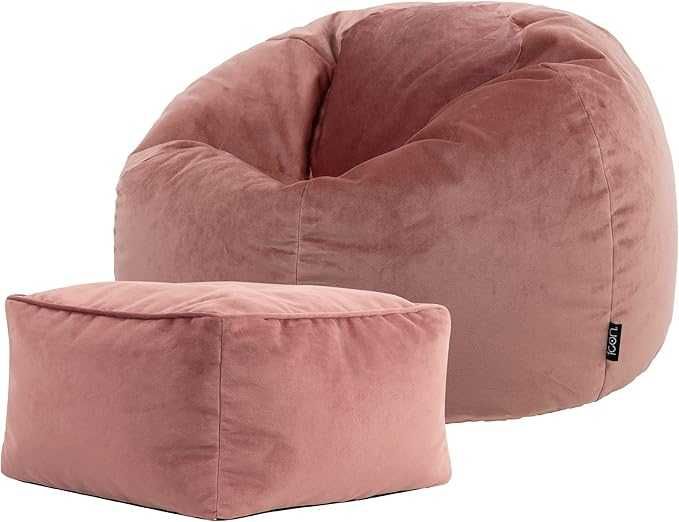 icon Aurora Velvet pufa fotel z podnóżkiem Dusk Pink