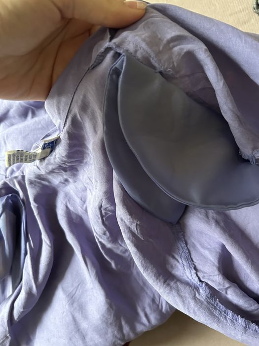 Koszula z krótkim rękawem jedwabna M elegancka bufki