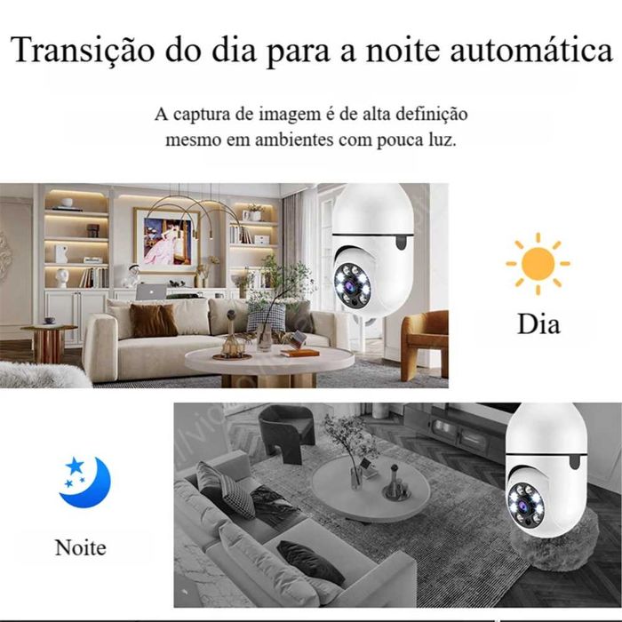Câmara Lâmpada ‼️ WiFi/Sem Fios ‼️ Rotação 360⁰‼️ PTZ ‼️ Visão Noturna