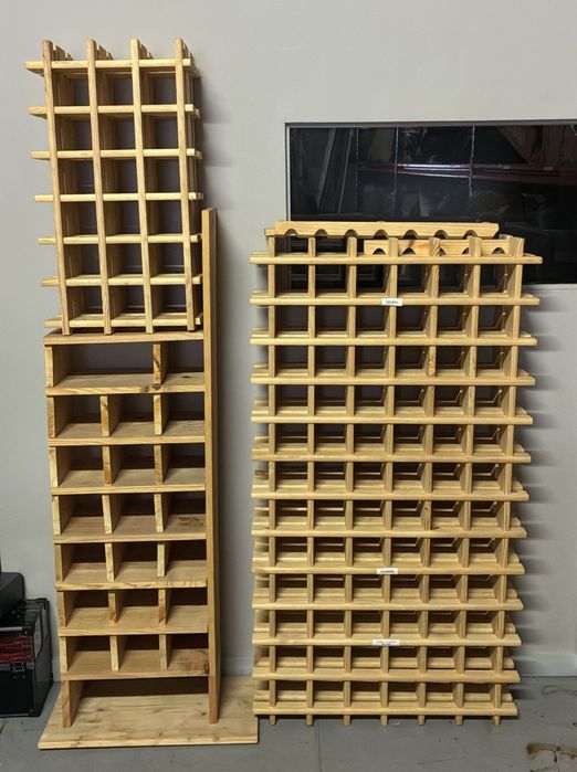 2 Racks de Vinho Pinho Natural — 50 + 90 Garrafas | Porto