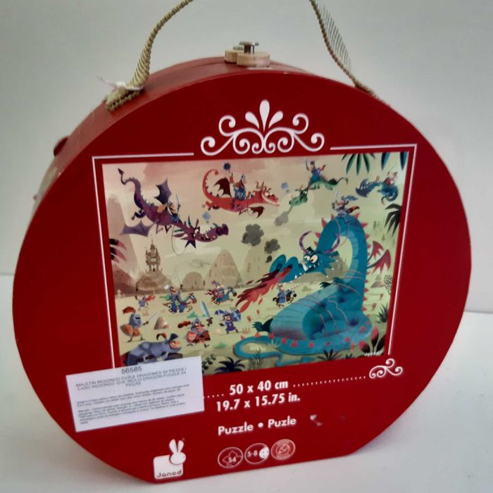 Puzzle Infantil Completo como Novo 50x40cm Janod Dragões e Cavaleiros 54 peças grandes