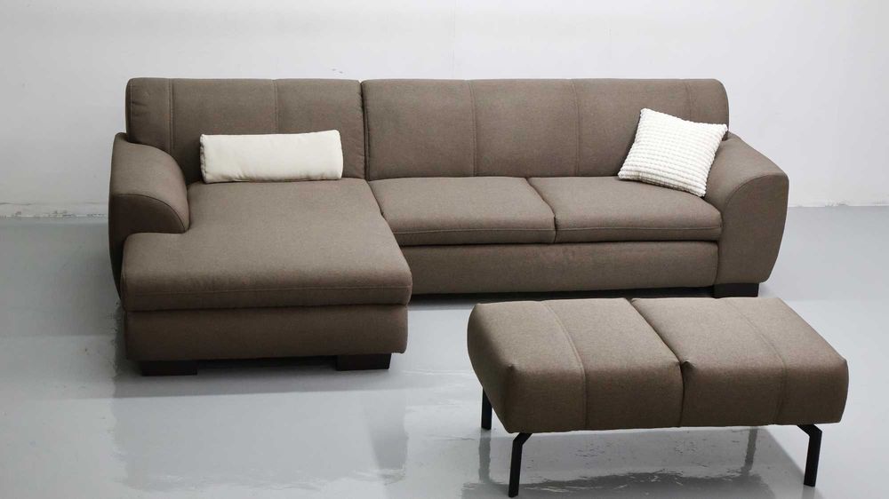 TCE DESIGN NAROŻNIK z funkcją spania PUFA rogówka sofa brązowa tkania
