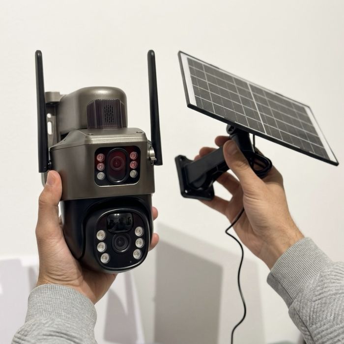 Câmara SIM card lente dupla (2 câmaras em 1) - Bateria e painel solar
