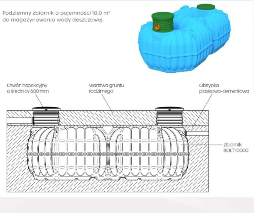 BOLT 10000 L Zbiornik na wodę deszczową / szambo