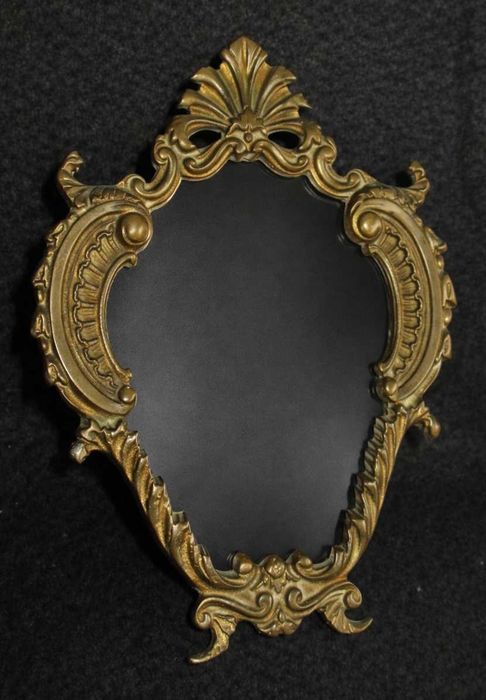 Espelho de Mesa em metal dourado com vidro biselado