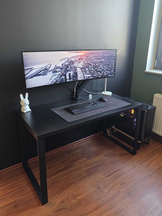 Biurko 135x65 Loft Metal czarne dąb craft złoty