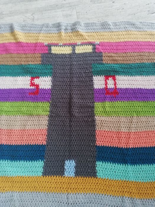 Handmade piękny pled, kocyk, otulacz