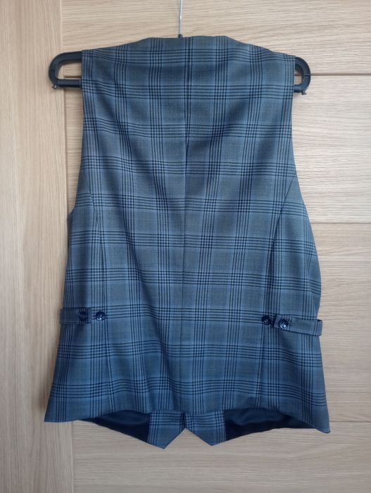 Nowa kamizelka garniturowa wełniana Giacomo Conti 176/104 szara kratka