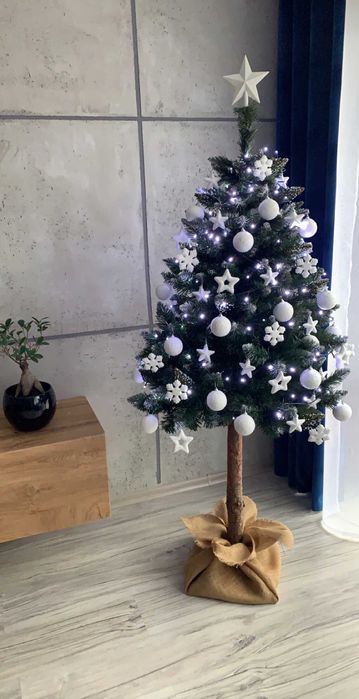 HIT Choinka Sztuczna na Pniu 180 cm SOSNA DIAMENTOWA PREMIUM i Lampki