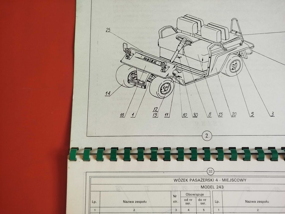Melex pojazdy elektryczne, katalog części zamiennych 243, 245, 246