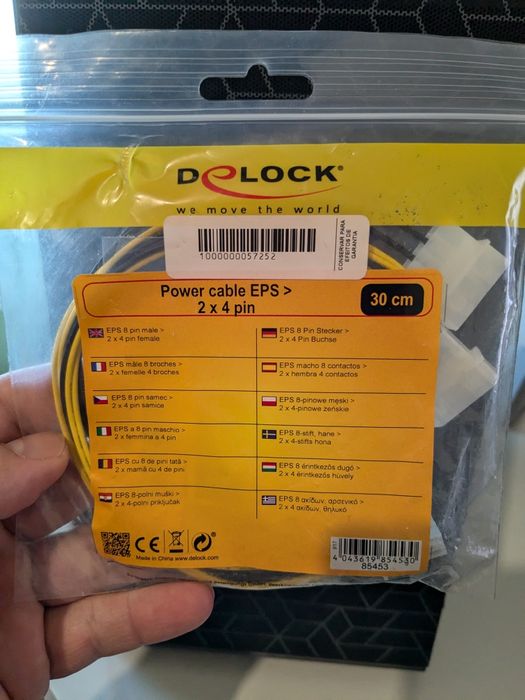 Cabo adaptador corrente 2 x 4 pin molex male para CPU 8 pin EPS