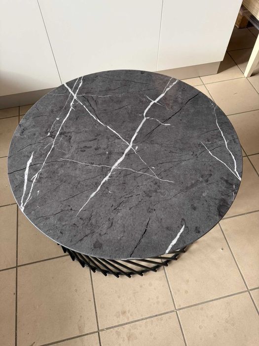 Ława MINERWA – popielaty marmur / czarny – POWYSTAWOWA / JAK NOWA