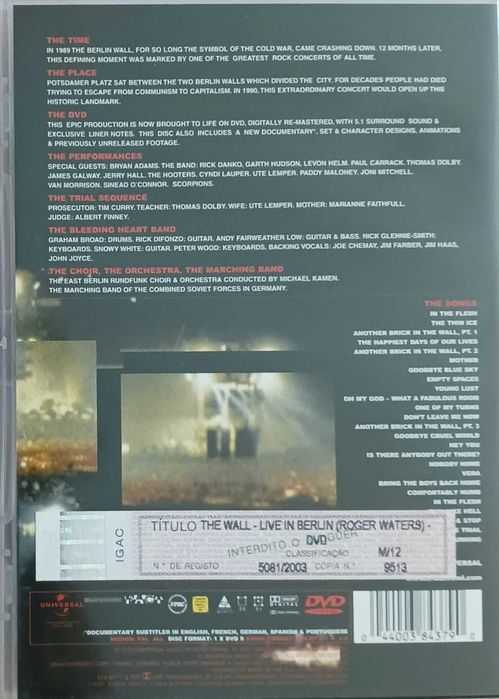 Roger Waters.  The Wall. Live in Berlin.
