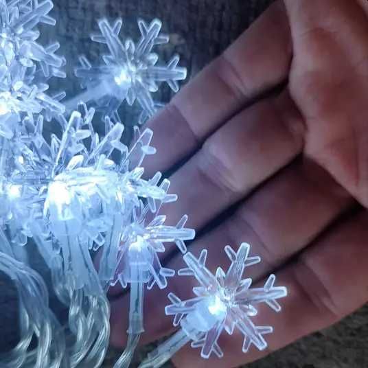 Світлодіодна LED Гірлянда Сніжинки USB 3м | Біле світло | Новий рік