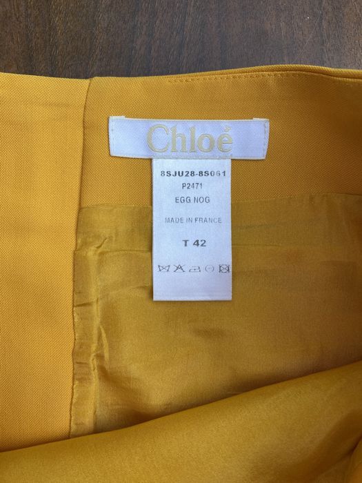 Żółta jedwabna wełniana plisowana spódnica mini Chloé