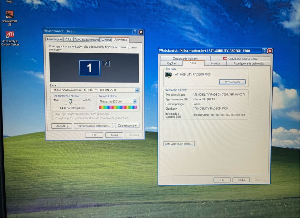 Laptop Ati mobile 7500 windows xp retro pentium 4