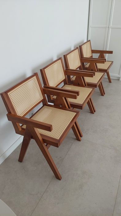 Krzesło drewniane z plecionką komplet