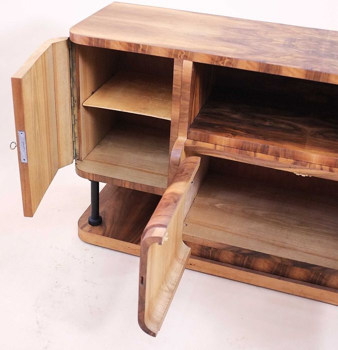 ART DECO, mała komoda, barek, RTV retro, vintage, orzech, renowacja