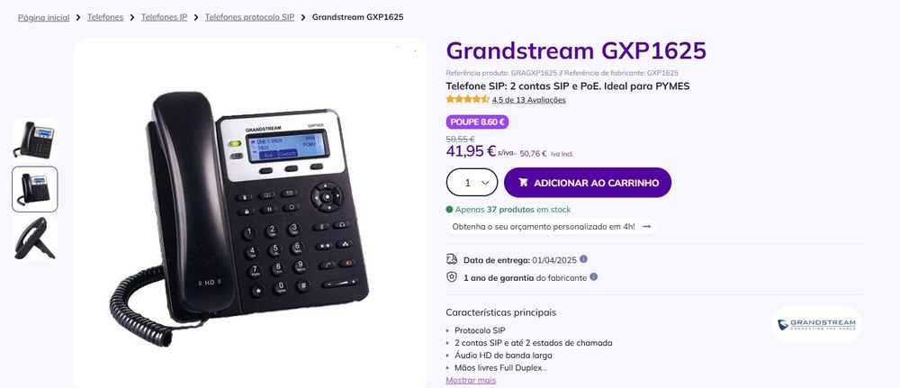 Telefone Grandstream GXP1625