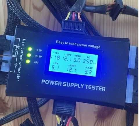 Тестер блоков питания БП с дисплеем для компьютера ATX AT Power Tester