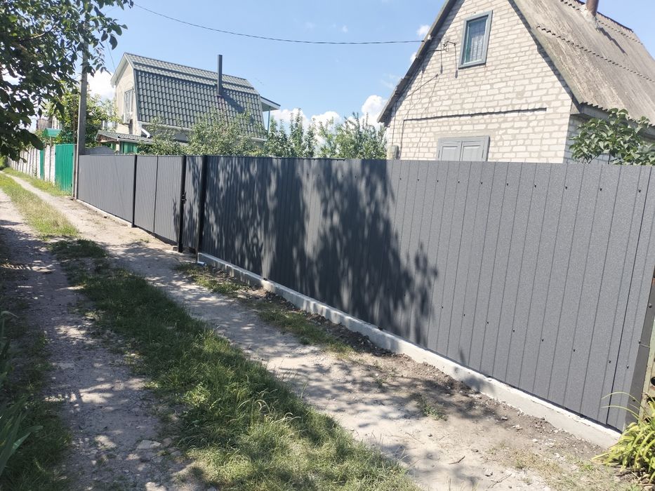 Заборы из профнастил установка , калитка,поднавес, навес