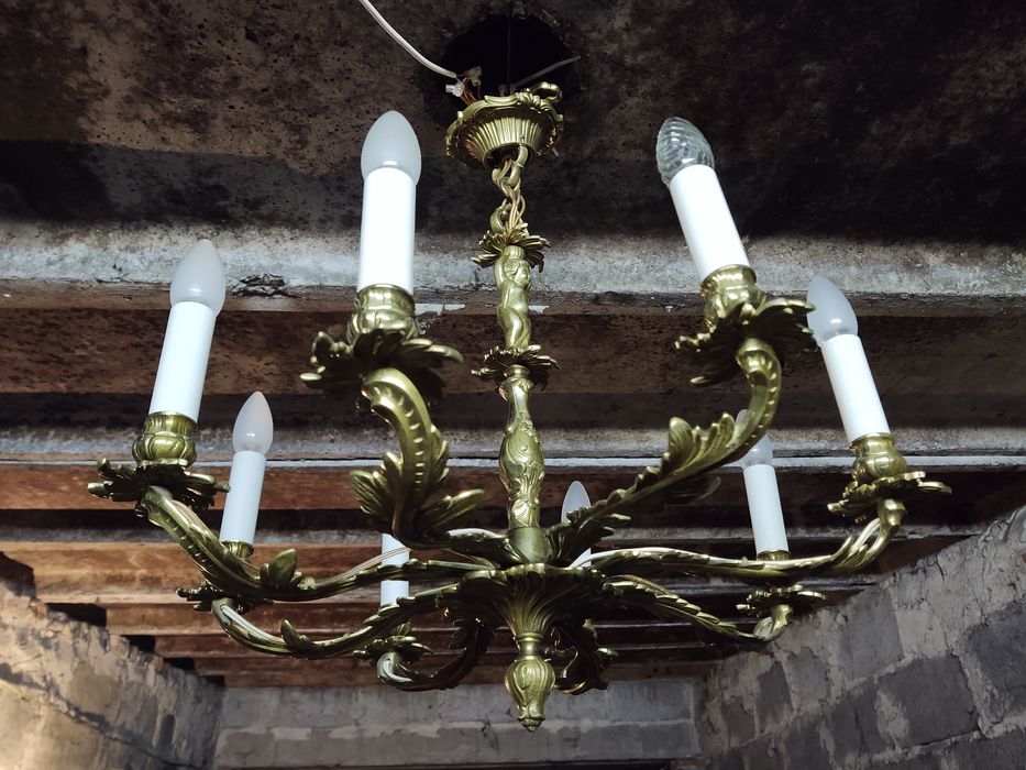 Mosiężny żyrandol ośmioramienny Vintage