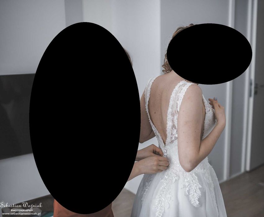 Suknia ślubna 34 36 S dekolt V