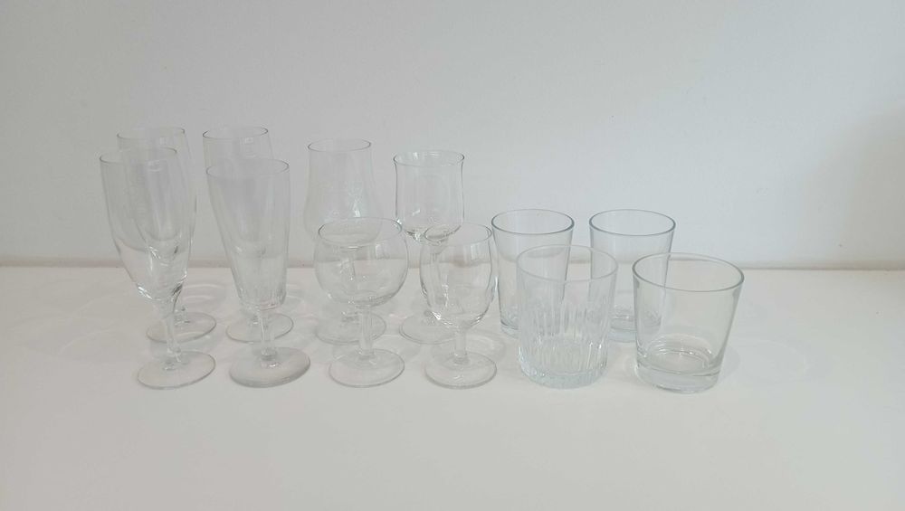 Copos de Vidro transparente | 4 Água + 4 Vinho + 4 Champanhe
