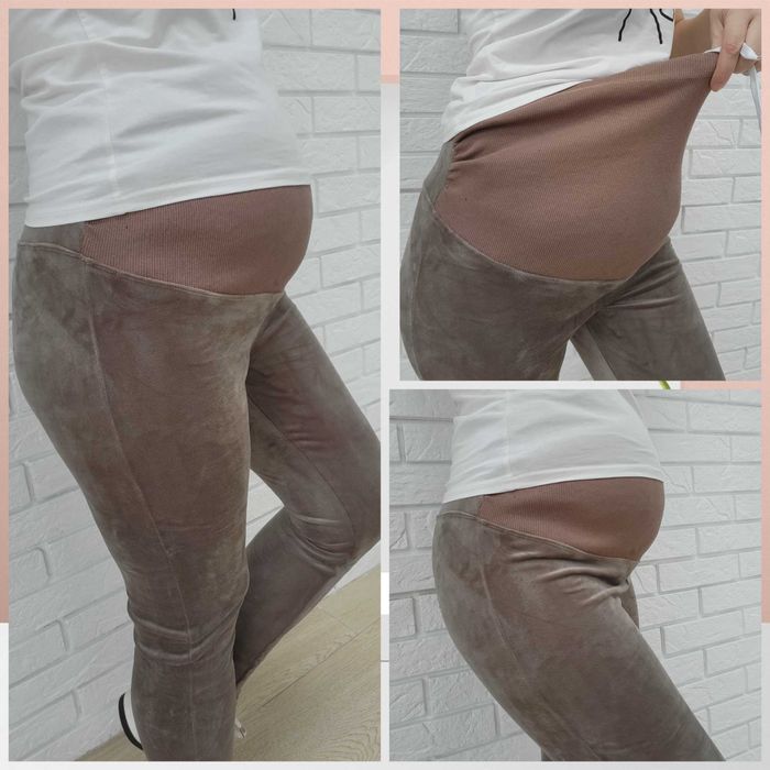 Теплі велюрові лосини для вагітних на хутрі  різні кольори 42-56р.